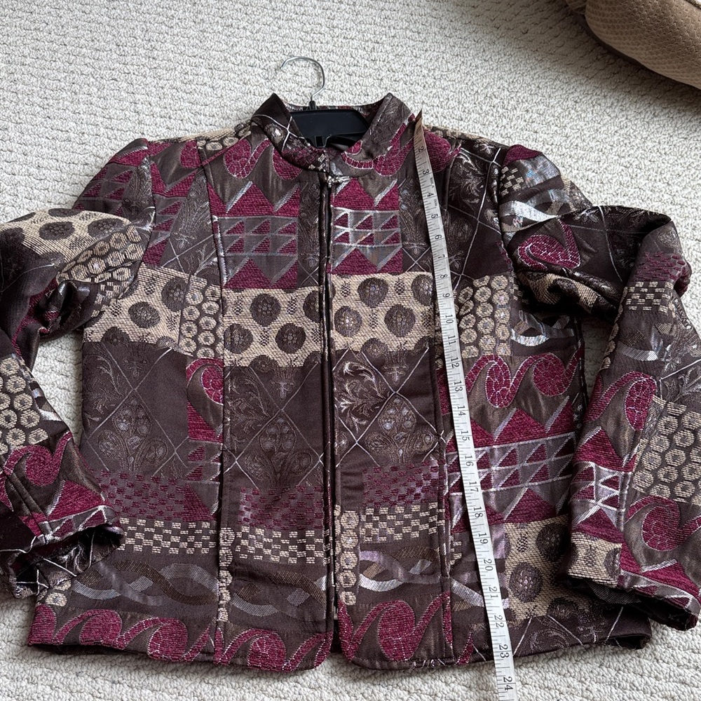 Dressbarn Multicolor Patchwork Tapestry Blazer - image 8